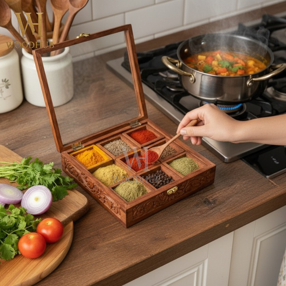 Pure Shesham Wooden Spice Box