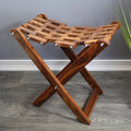 Pure Shesham Wooden Folding Stool With Brass Inlay