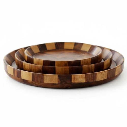 3 Pc of Wooden Tea Addible Serving Plates