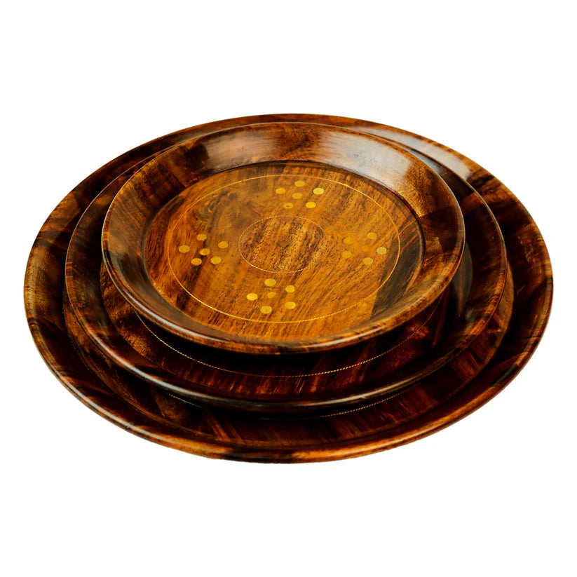 3 Pc of Wooden Tea Addible Serving Plates