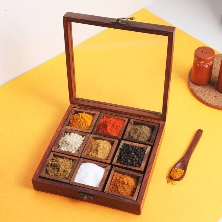 Pure Shesham Wooden Spice Box