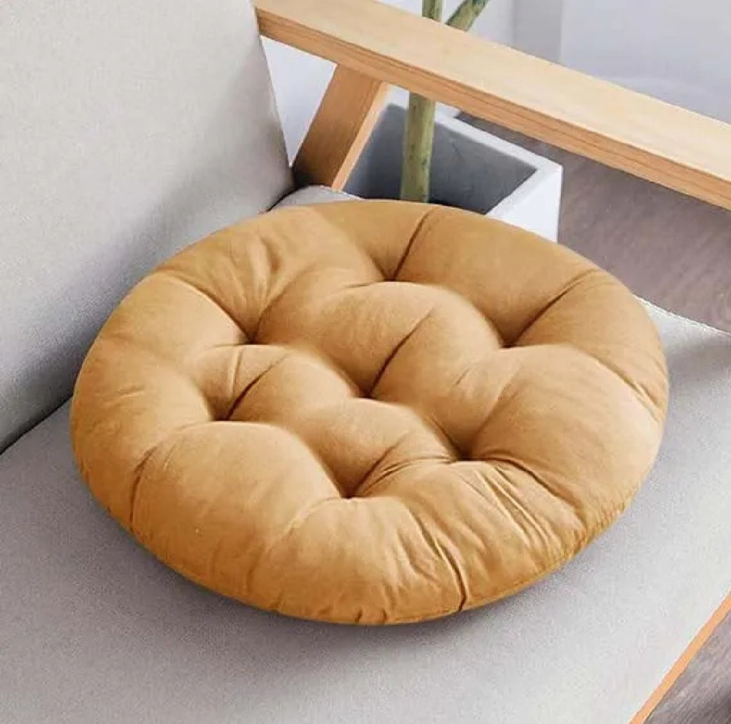 Round Velvet Chair Cushion with Fluffy Filling