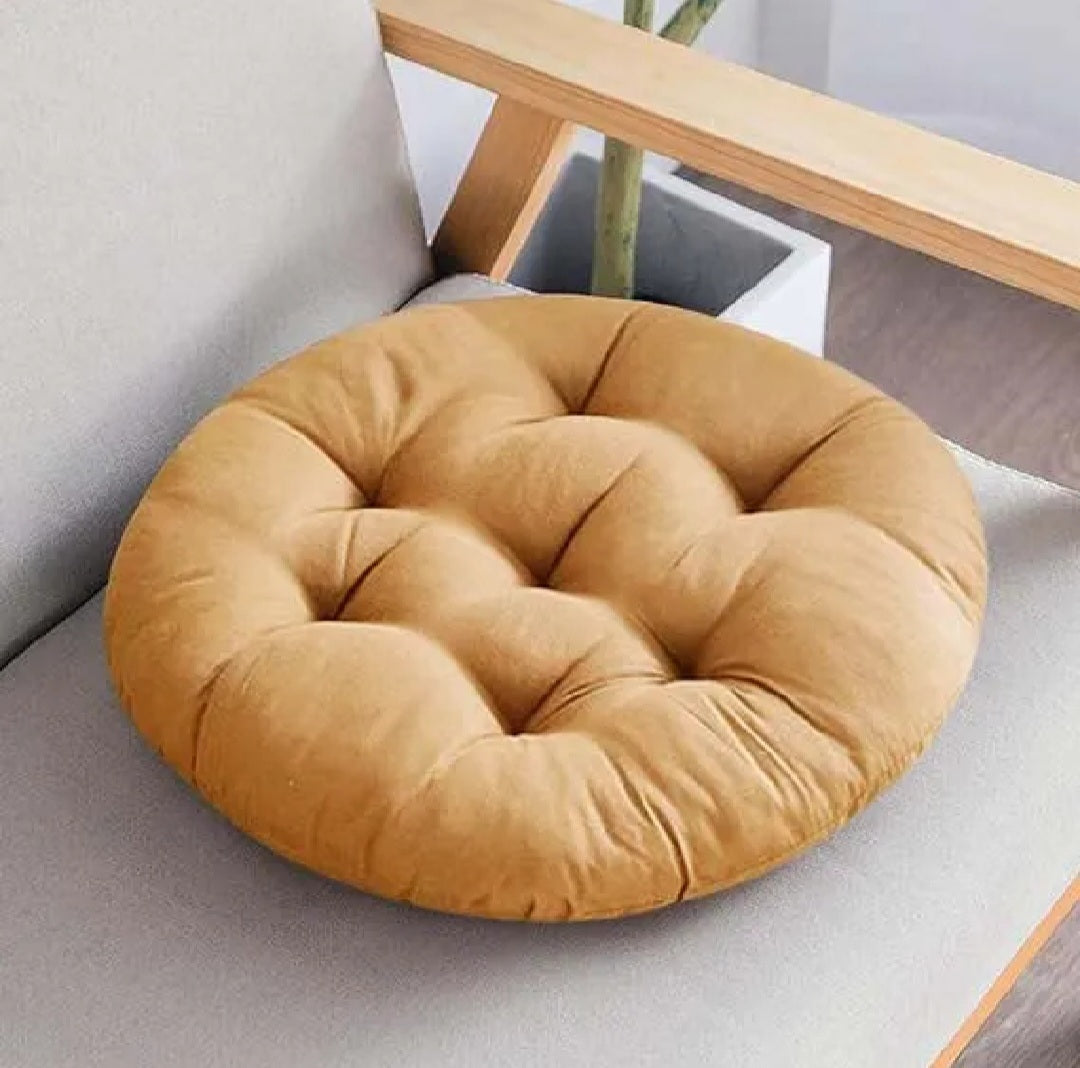 Round Velvet Chair Cushion with Fluffy Filling