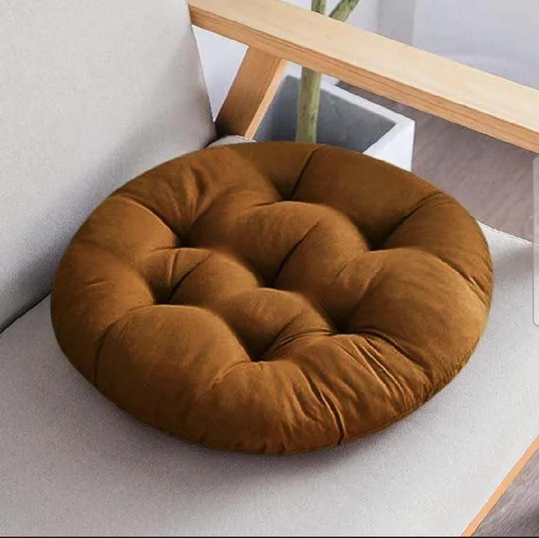 Round Velvet Chair Cushion with Fluffy Filling
